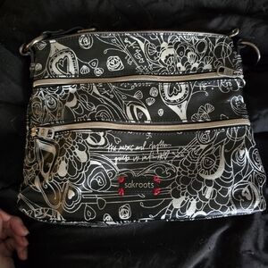 Sakroots black & white Songbird crossbody boho